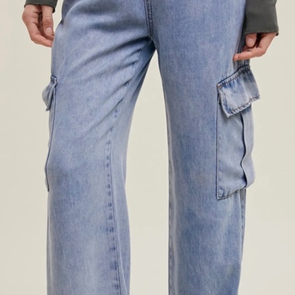 WISHLIST Tencel Denim Easy Pull On Wide Leg Cargo Pant Size S - Picture 9 of 10